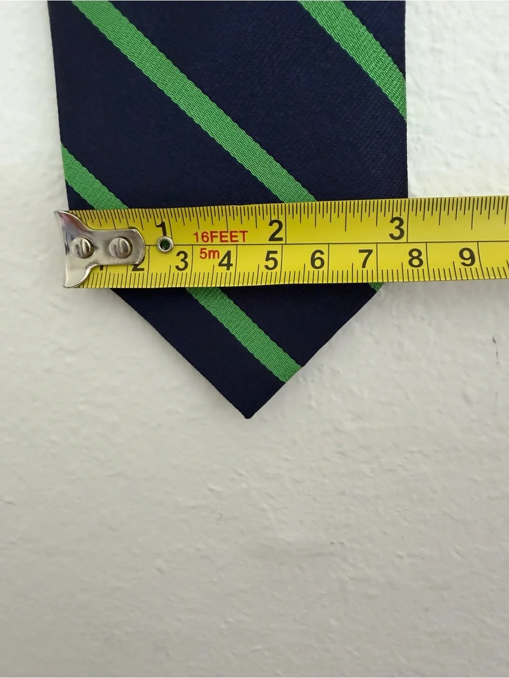 Polo Ralph Lauren Boys Silk Striped Tie Navy Blue Lime Green Short Length 48